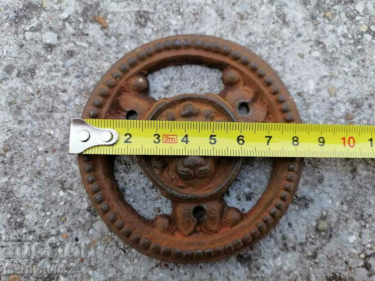 Old lion head embossed cast iron applique - 5 Old lion head embossed cast iron applique - 5