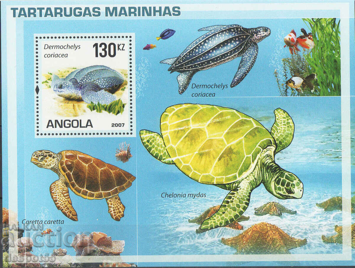 2007. Angola. Sea turtles. Block.