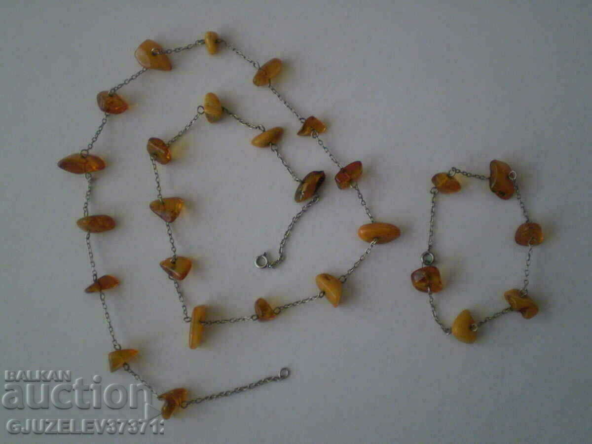 Women's set of necklace and bracelet made of natural tiles - 5 Women's set of necklace and bracelet made of natural tiles - 5