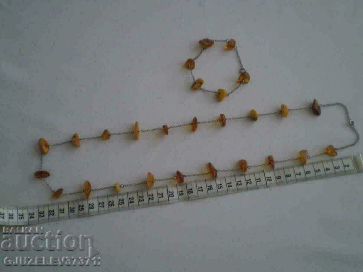 Women's set of necklace and bracelet made of natural tiles - 6 Women's set of necklace and bracelet made of natural tiles - 6