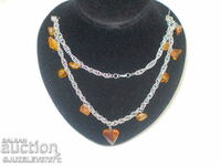 Vintage beautiful women's necklace natural amber