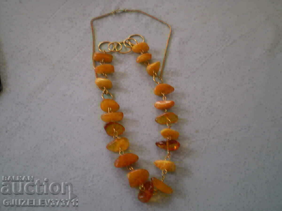 USSR amber necklace with gilding - 6