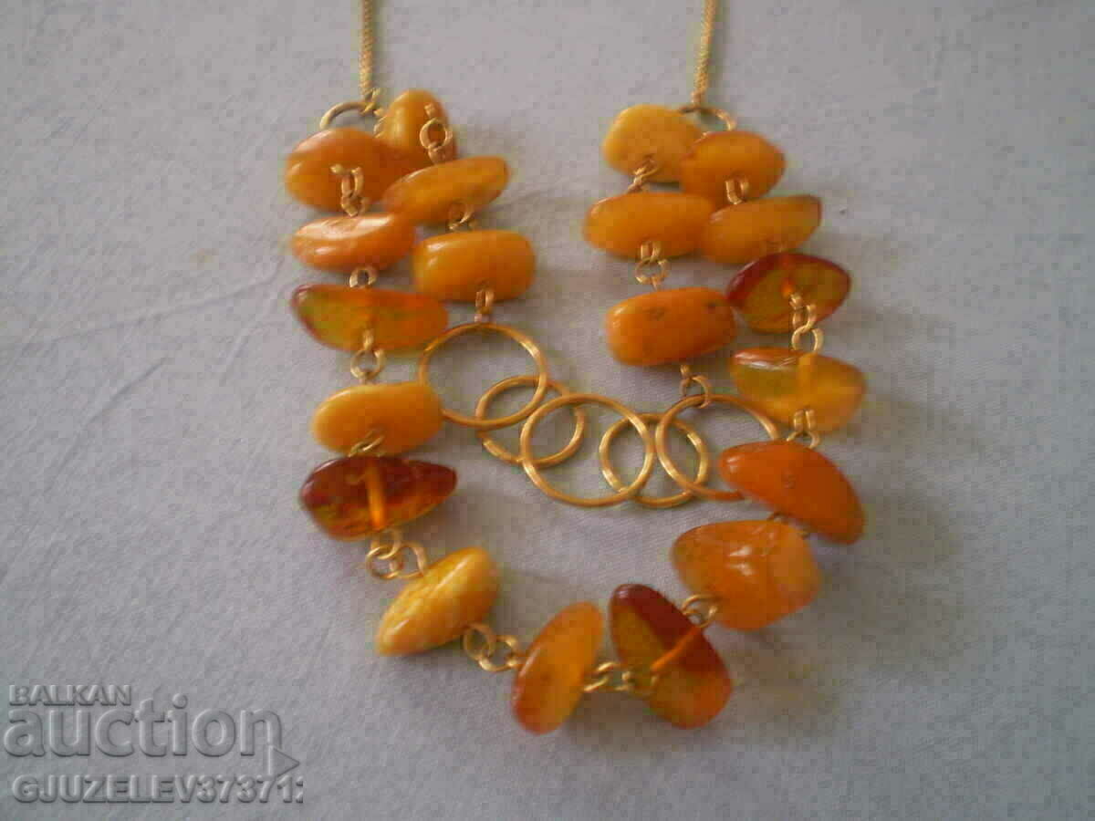 USSR amber necklace with gilding - 7 USSR amber necklace with gilding - 7