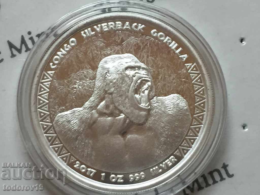 Auction 1 oz Silver NEW Gorilla Republic of Congo 2017 Auction 1 oz Silver NEW Gorilla Republic of Congo 2017
