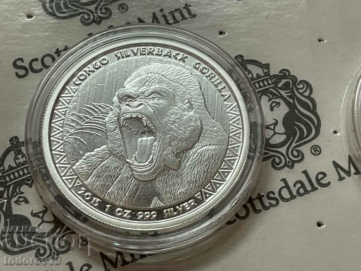 Auction  1 oz Silver NEW Gorilla Republic of the Congo 2015