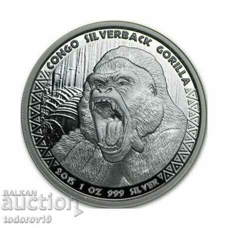 1 oz Silver NEW Gorilla Republic of the Congo 2015