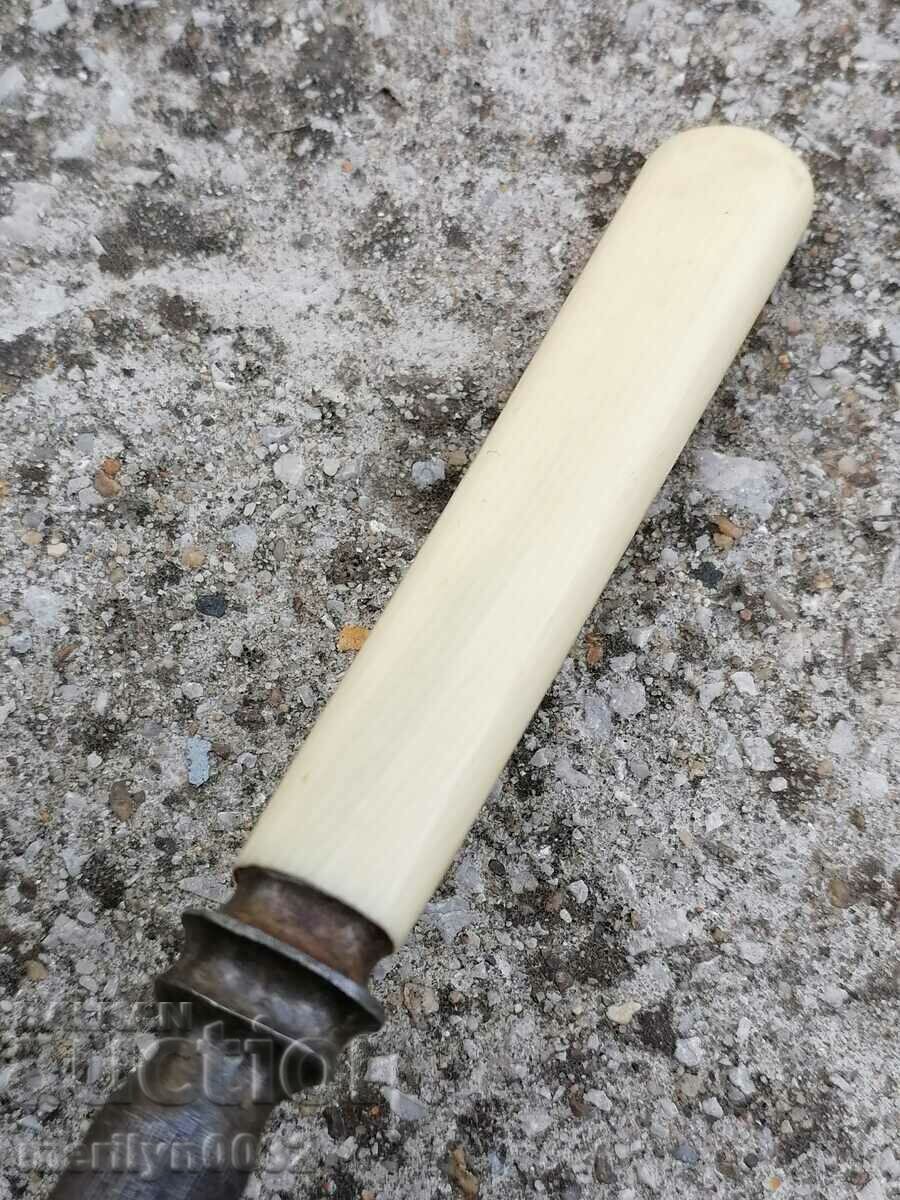 Old table with ivory handle knife sharpener - 6 Old table with ivory handle knife sharpener - 6