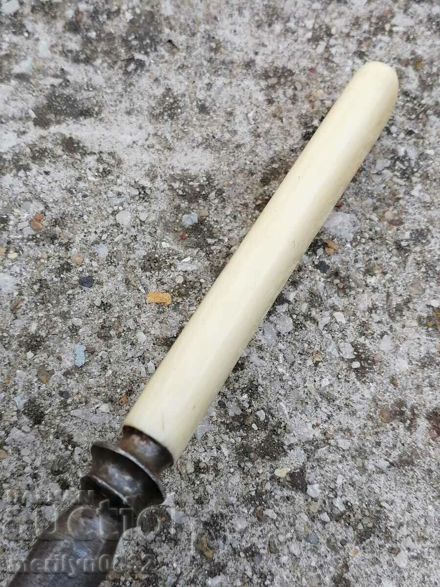 Old table with ivory handle knife sharpener - 7 Old table with ivory handle knife sharpener - 7