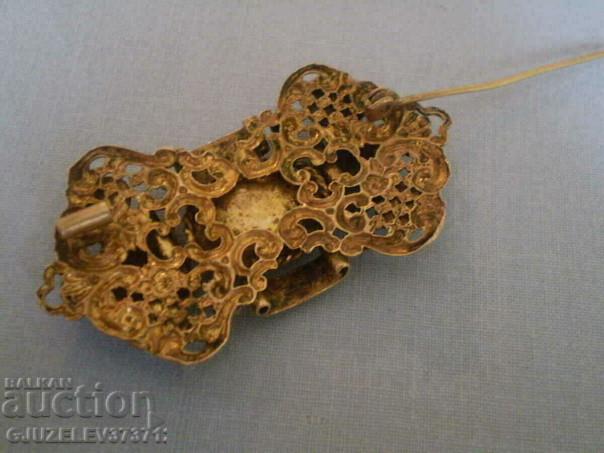 antique stone brooch of the turquoise type - 5