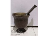 Mortar vechi de bronz, pistil, mortar
