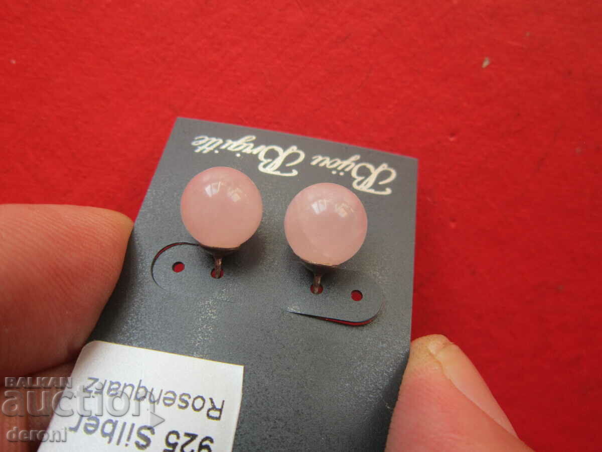 Great silver earrings earrings rose quartz 925 - 7 Great silver earrings earrings rose quartz 925 - 7