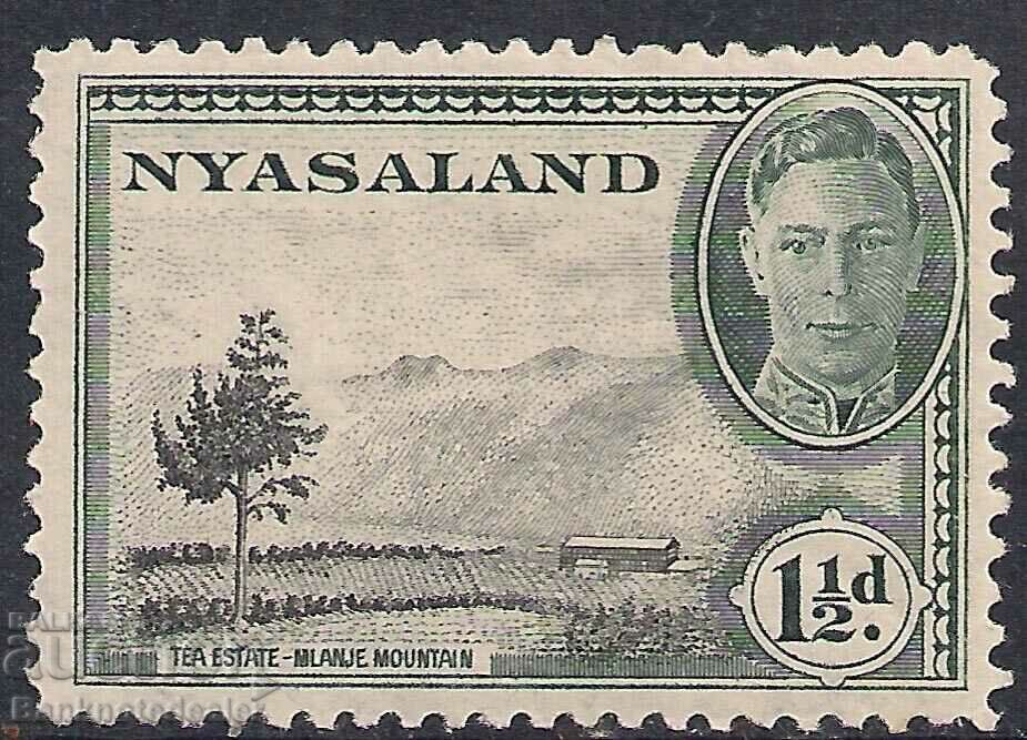 Nyasaland 1945 KGV1 1 1 / 2d Black & Grey Green MM SG 146