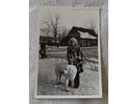 WOMAN WITH DOG BURIAL POLAND 1975 PHOTO