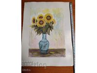 Watercolor painting sunflowers M. Dyulgerova signed