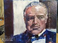Oil painting canvas Godfather, Marlon Brando