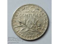 50 centimes silver France 1916 - silver coin №2