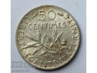 50 centimes silver France 1916 - silver coin №7