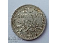 50 сантима сребро Франция 1917 -  сребърна монета №34