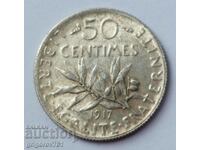 50 сантима сребро Франция 1917 -  сребърна монета №36
