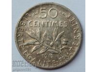 50 centimes silver France 1917 - silver coin №40