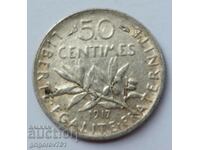 50 сантима сребро Франция 1917 -  сребърна монета №41