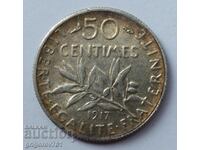 50 сантима сребро Франция 1917 -  сребърна монета №42