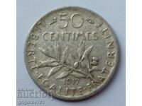50 сантима сребро Франция 1917 -  сребърна монета №46
