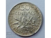 50 сантима сребро Франция 1916 -  сребърна монета №52