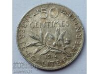 50 de cenți argint Franța 1916 - monedă de argint №57