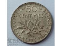 50 сантима сребро Франция 1915 -  сребърна монета №60