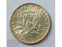50 centimes silver France 1915 - silver coin №62