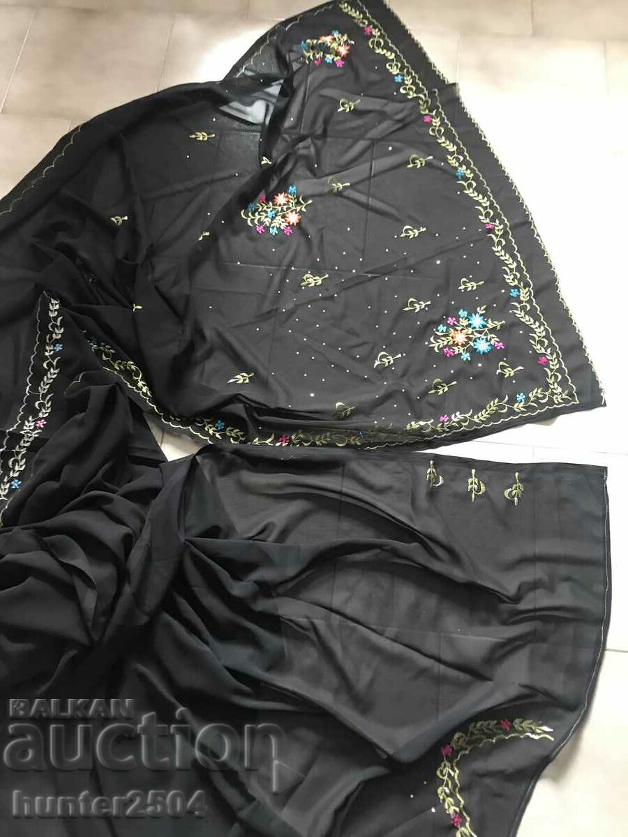 Sari-530/112 cm, black transparent fabric