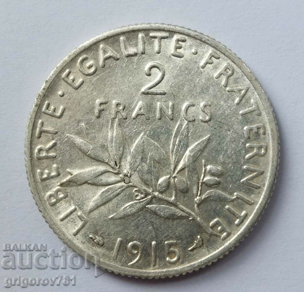 2 франка сребро Франция 1915 -  сребърна монета №1