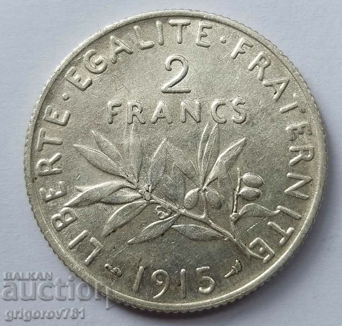 Ασημένιο 2 φράγκα Γαλλία 1915 - ασημένιο νόμισμα №6