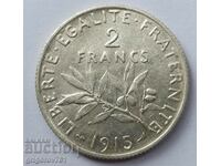 2 francs silver France 1915 - silver coin №6