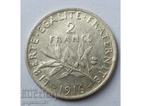 2 francs silver France 1916 - silver coin №9