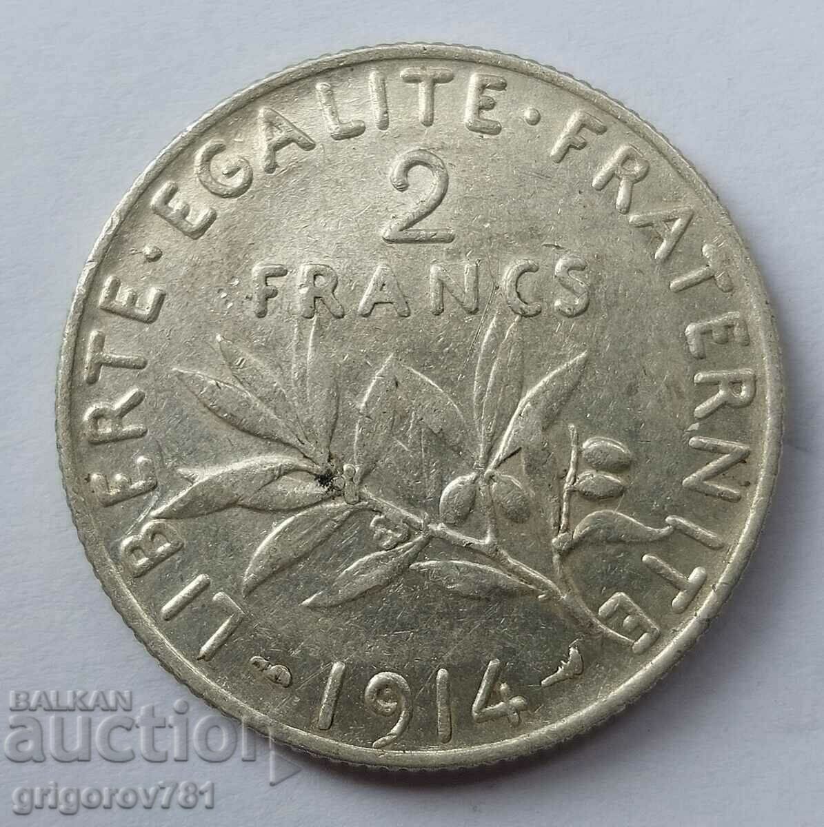 2 franci argint Franța 1914 - monedă de argint №12