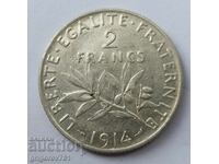 Ασημένιο 2 φράγκα Γαλλία 1914 - ασημένιο νόμισμα №12