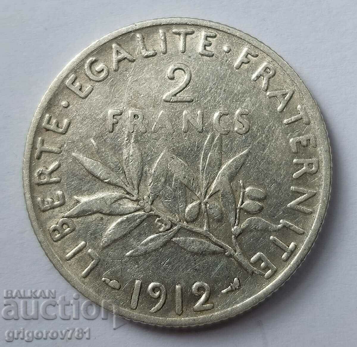 2 francs silver France 1912 - silver coin №16
