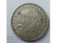 2 francs silver France 1908 - silver coin №17
