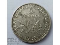 2 franci argint Franța 1908 - monedă de argint №17