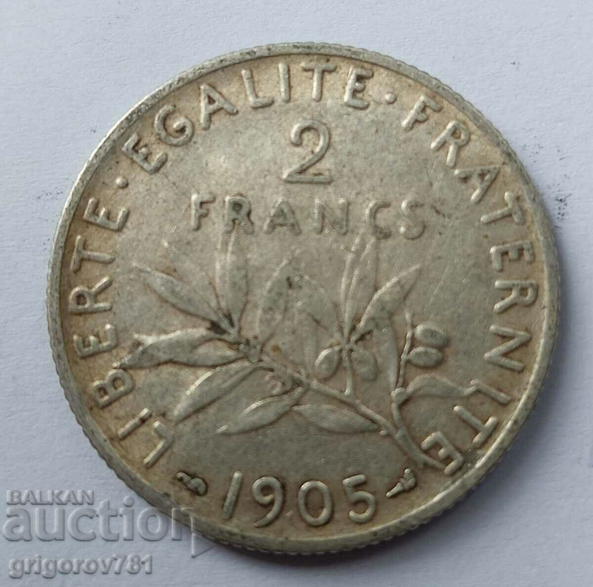 Ασημένιο 2 φράγκα Γαλλία 1905 - ασημένιο νόμισμα №19