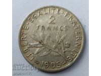 2 francs silver France 1905 - silver coin №19