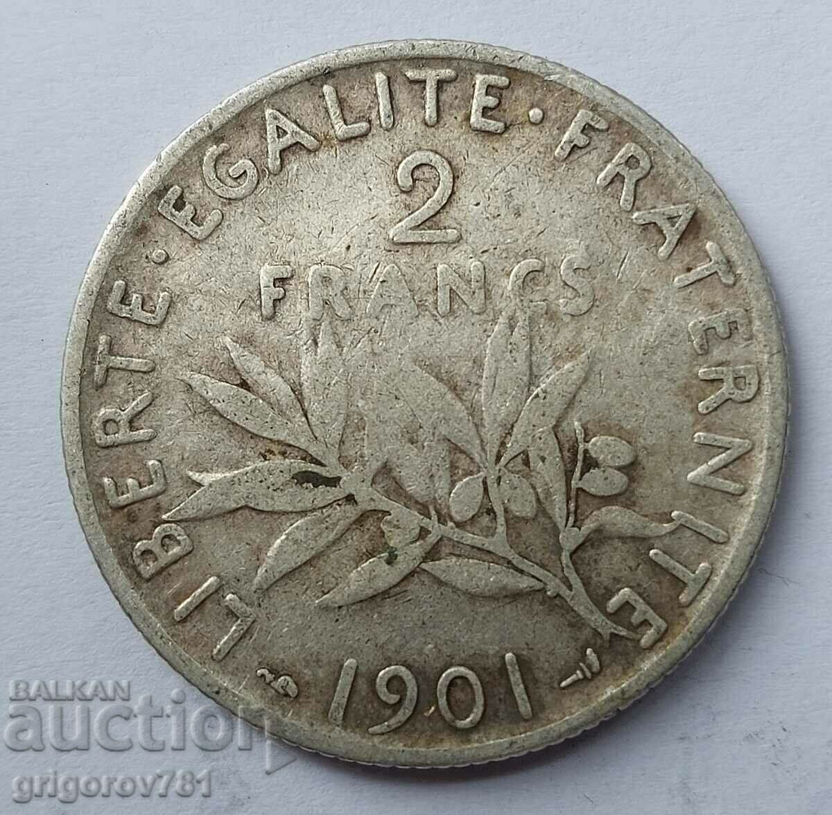 2 franci argint Franța 1901 - monedă de argint №20