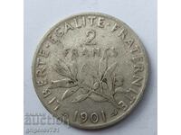 2 francs silver France 1901 - silver coin №21