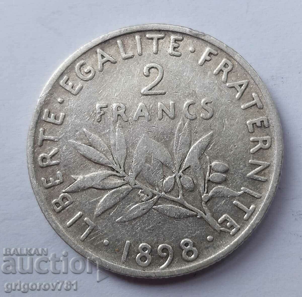 2 франка сребро Франция 1898 -  сребърна монета №22
