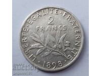 Ασημένιο 2 φράγκα Γαλλία 1898 - ασημένιο νόμισμα №22