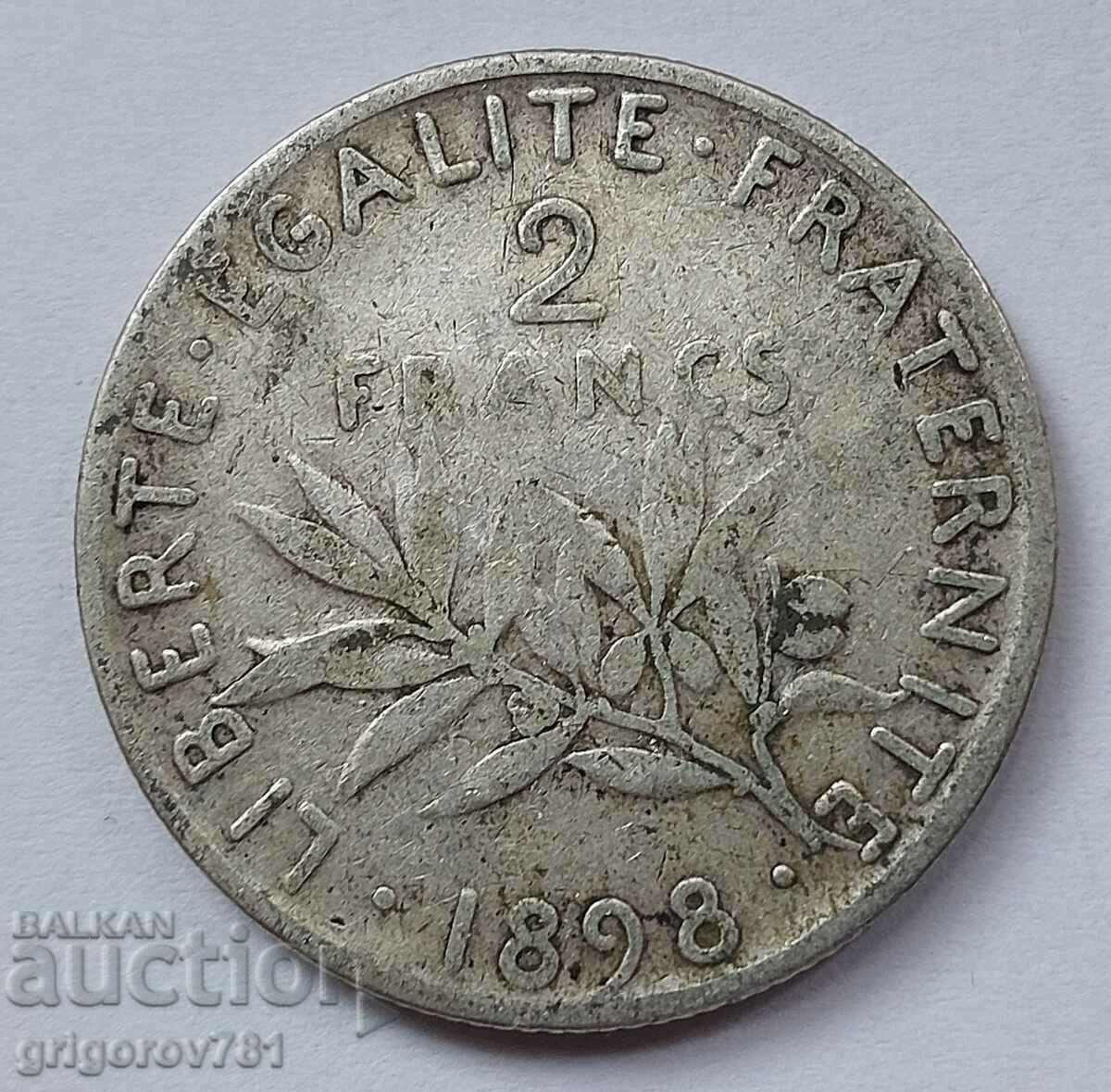 2 franci argint Franța 1898 - monedă de argint №23