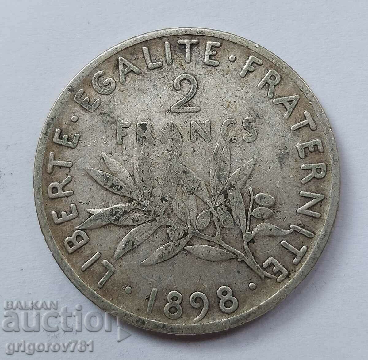 2 francs silver France 1898 - silver coin №24