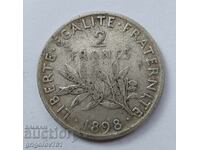 Ασημένιο 2 φράγκα Γαλλία 1898 - ασημένιο νόμισμα №24